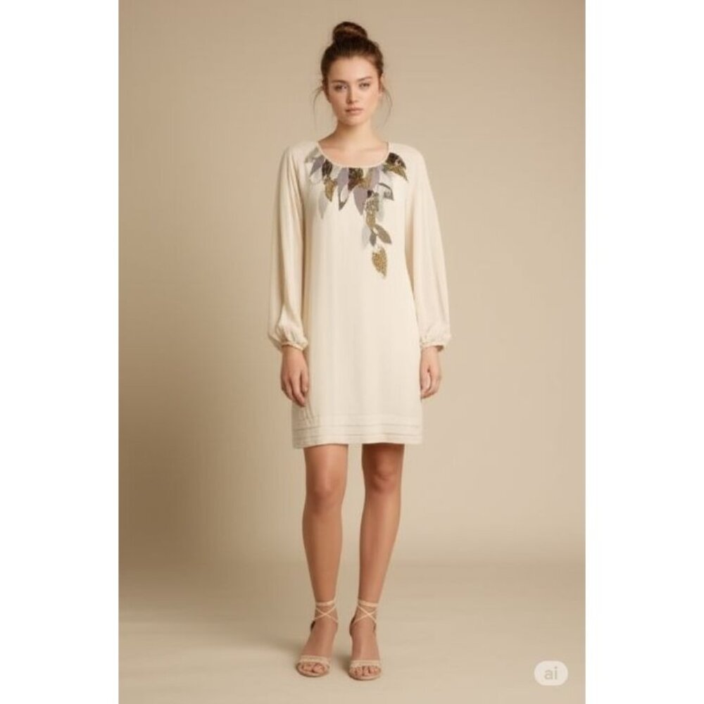 NWT Ted Baker Embellished Whimsy Weddingguest Above Knee Dress Cream Womens M - Picture 1 of 16